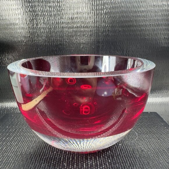 Vintage Murano Art Glass Dish Bowl Venetian Glass Thick Heavy Artist Signed VTG - Picture 9 of 12